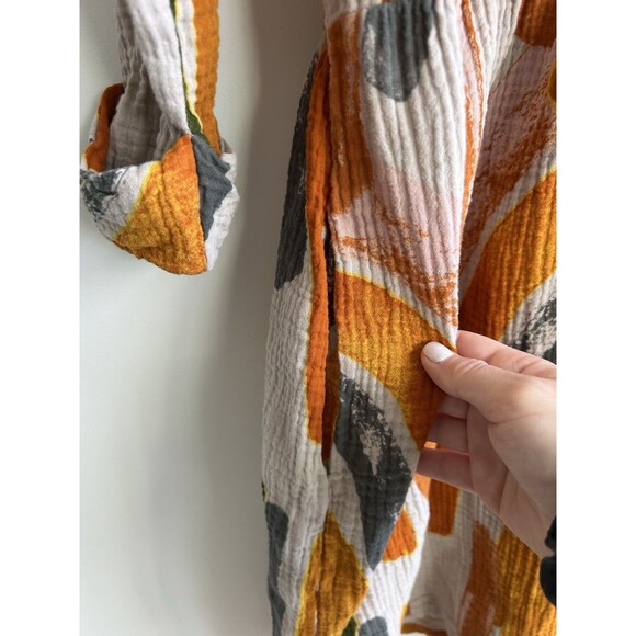 Bel Kazan Muslin Gauze Midi Dress Orange Boho Size XS - Picture 5 of 8